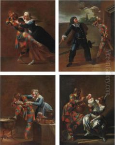 Arlecchino Aggredito Dall'amante by Giovanni Domenico Ferretti