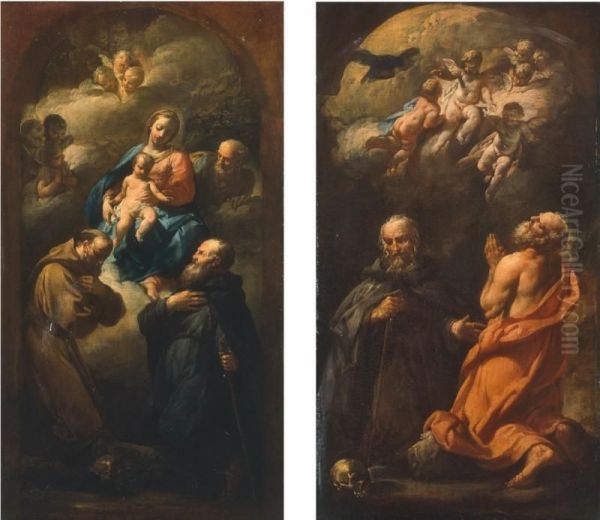 Due Dipinti: Sacra Famiglia Con San Francesco E Un San- - view 1