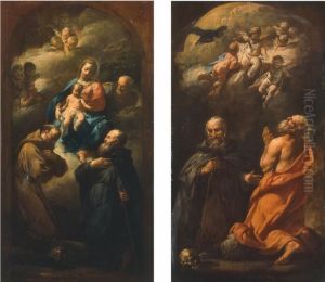 Due Dipinti: Sacra Famiglia Con San Francesco E Un San- by Giovanni Domenico Ferretti