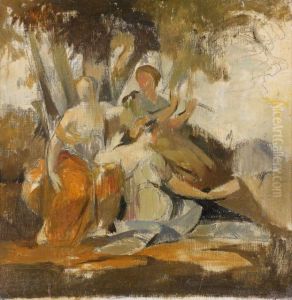 Trois Muses : Clio, Euterpe Et Thalie by Gabriel Joseph Marie Augustin Ferrier