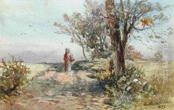 Figure On A Track Beneath Trees - view 1