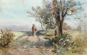 Figure On A Track Beneath Trees by George Straton Ferrier