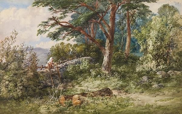 A Figure By A Stile In The Highlands - view 1