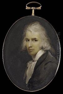 A Gentleman, Wearing Dark Grey Coat And Loosely Tied White Cravat, His Long Hair Powdered And Worn by Francois Ferriere