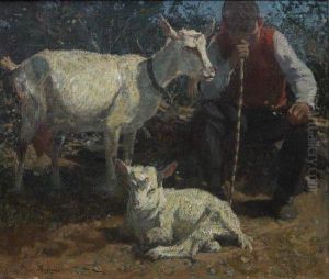 Pastorello Con Caprette. by Antonio Ferrigno