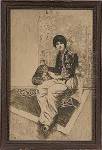 Orientalist Woman Sitting by Jean-Leon Gerome