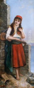 La Jeune Musicienne Devant La Mer by Egisto Ferroni