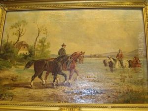 Horses Watering And Collecting Seaweed