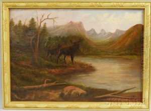 Landscape With Moose by John Fery