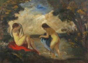 Women Bathing In Classical Landscape by Arpad Feszty