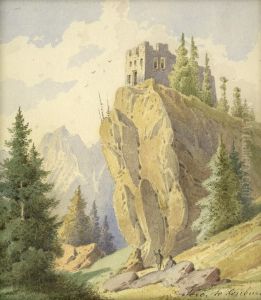 Landschaft Mit Burgruine by Le Ferdinand Feubure