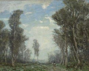 Landschaft Mit Reiter In Birkenhain by Arthur Feudel