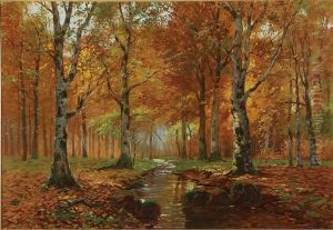 Tranquil Fall Forest View With Stream