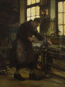 Monch In Der Werkstatt by Carl Fey