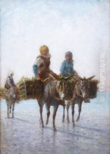 Les Ramasseuses De Varech A Dos D'ne by Francois Nicolas Augustin Feyen-Perrin