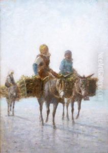 Les Ramasseurs De Varechs A Dos D'ne by Francois Nicolas Augustin Feyen-Perrin