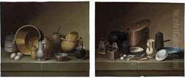 Still Life With Crockery, Eggs And A Bunch Of Asparagus; And Stilllife With Crockery, Vegetables And A Mousetrap - view 1