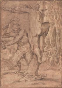 Satyr Tying Up An Abducted Nymph by Odoardo Fialetti