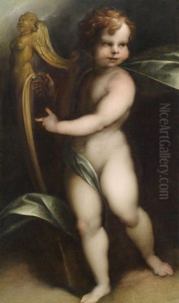 A Putto Playing The Lyre - view 1