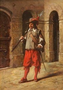A French Soldier At Ease by Benjamin Eugene Fichel