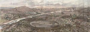 A Bird's Eye Panoramic View Of Paris by Michel Charles Fichot
