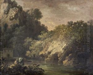 Deux Pecheurs Pres D'une Piece D'eau by Francesco Fidanza
