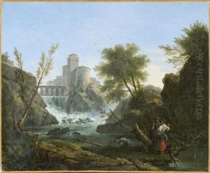 Paysage De Cascade Anime De Promeneurs by Francesco Fidanza