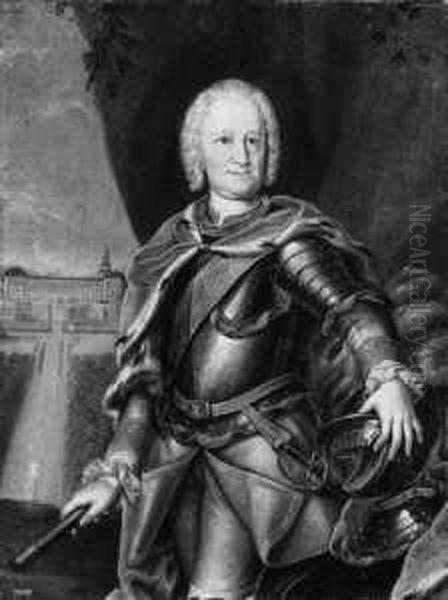 Bildnis Des Landgrafen Ernst Ludwig Von Hessen-darmstadt (1678-1739). Im Hintergrund Das Darmstadter (?) Schloss. - view 1