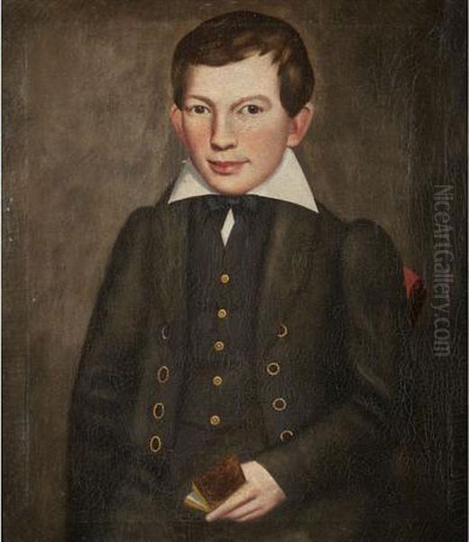 Portrait Of A Boy Holding A Book - view 1