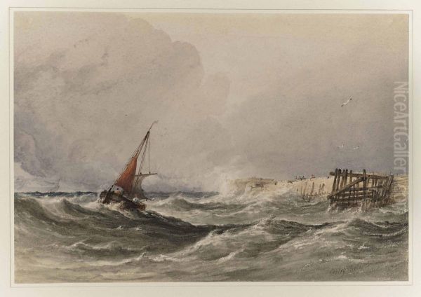 Shipping Off The Coast In Rough Seas - view 1