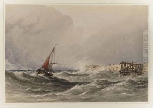 Shipping Off The Coast In Rough Seas by Anthony Vandyke Copley Fielding
