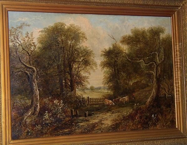 Cattle Watering At A Ford - view 1