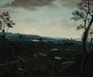 An Evening View Of Field House And Places Adjacent From A Southernemminence, Sowerby, Near Halifax, Yorkshire by Nathan Theodore Fielding