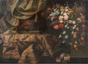 Still Life With An Overturned Urn, Flowers And A Skull Resting On A Book