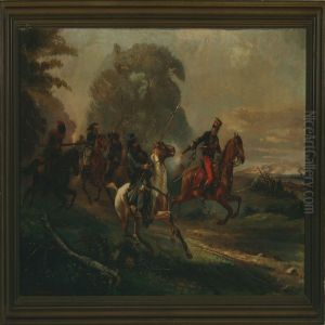 The French Cavallery Fighting Against The Russian by Adolphe J. Fievee