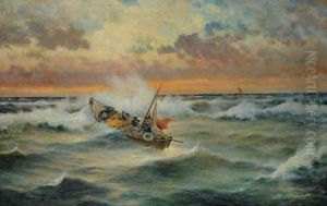 Marina Con Barca In Tempesta by Andrea Figari
