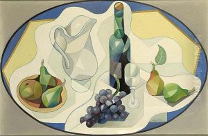 A Still Life With Grapes, A Jug And A Bottle by Albert Fiks
