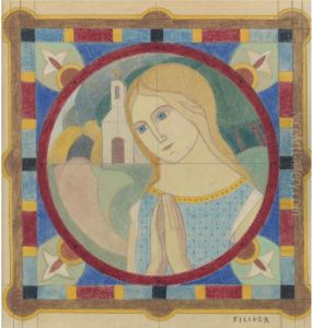 Jeune Femme Priant Sur Fond De Paysage