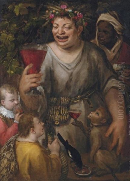 Bacchus With A Page, A Peasant, A Servant, A Magpie And An Ape - view 1