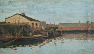 Casolare E Barche Sulla Laguna by Francesco Filippini