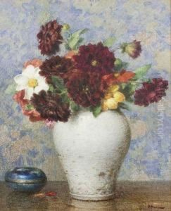 Bouquet Dans Un Vase Blanc by Ernest Filliard