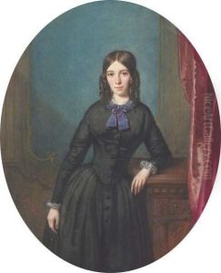Portrait De Femme De Trois-quart, Accoudee A Un Meuble Dans Uninterieur by Francis Oliver Finch