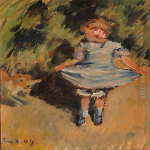 A Little Girl And Her Dog by Ludvig Find