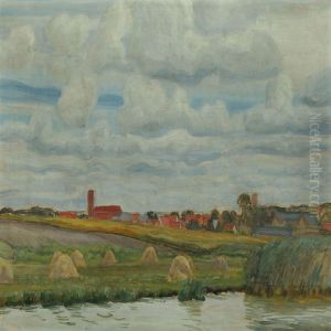 A Summer Landscape Atsusa River, Denmark by Ludvig Find