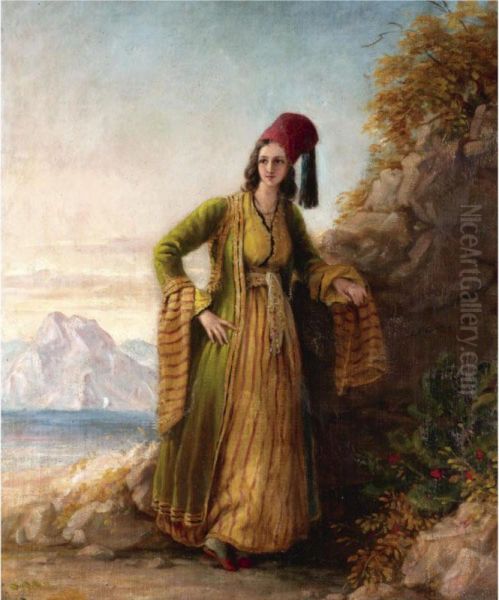 Portrait Of A Young Woman In Greek Dress - view 1