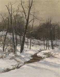 Landscape With Stream In Winter