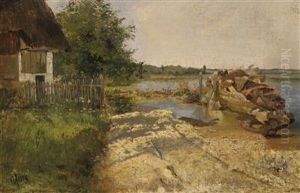 Farmer""s Cottage On The Riverbank