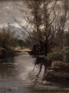 Flusslandschaft In Vorabendlicher Stimmung