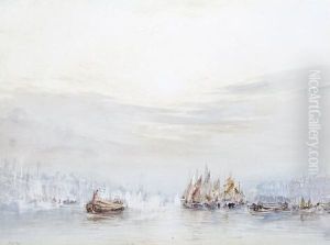 Barges On The Thames by Herbert John Finn