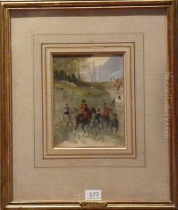 Scene De Chasse A Courre by Jules, Baron Finot